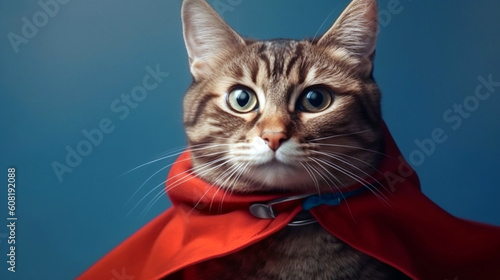 Superhero scotch whiskey with a red cloak. Generative AI © We3 Animal