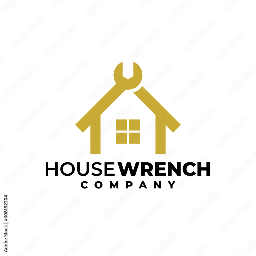 illustration of a house and wrench. house wrench logo for house service company. illustration of a house and wrench. house wrench logo for house service company.