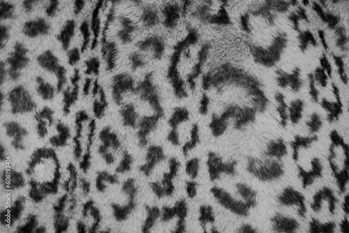 Beautiful leopard Black and white Animal print  fur background texture	
