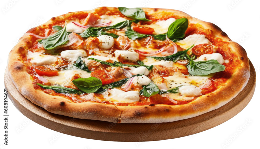 Pizza Margherita. Isolated on Transparent Background Pizza Margherita. Isolated on Transparent Background