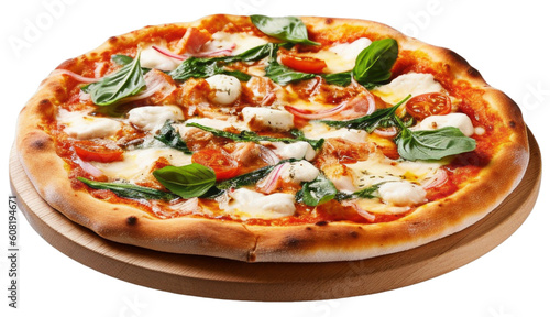Pizza Margherita. Isolated on Transparent Background. generative ai