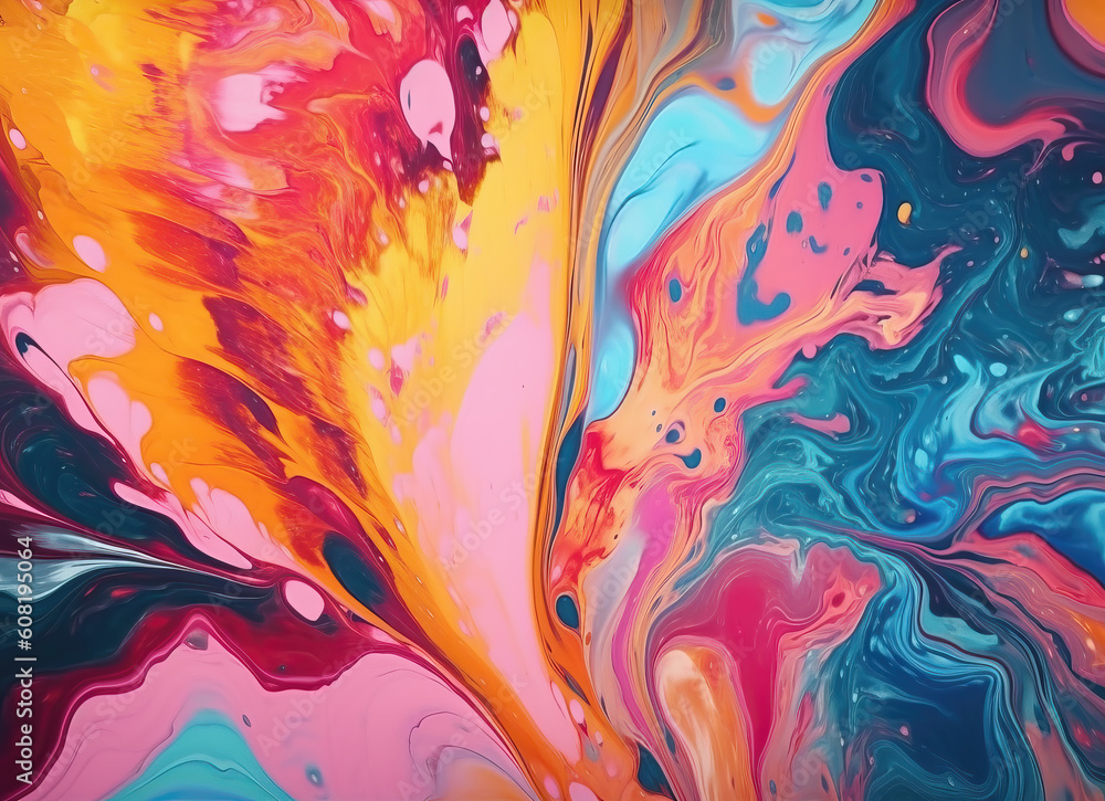 Fluid texture, colourful abstract paint, mix colors, abstract background.