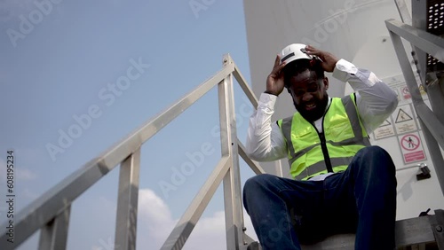 Tired stress worker sweat from hot weather in summer working
