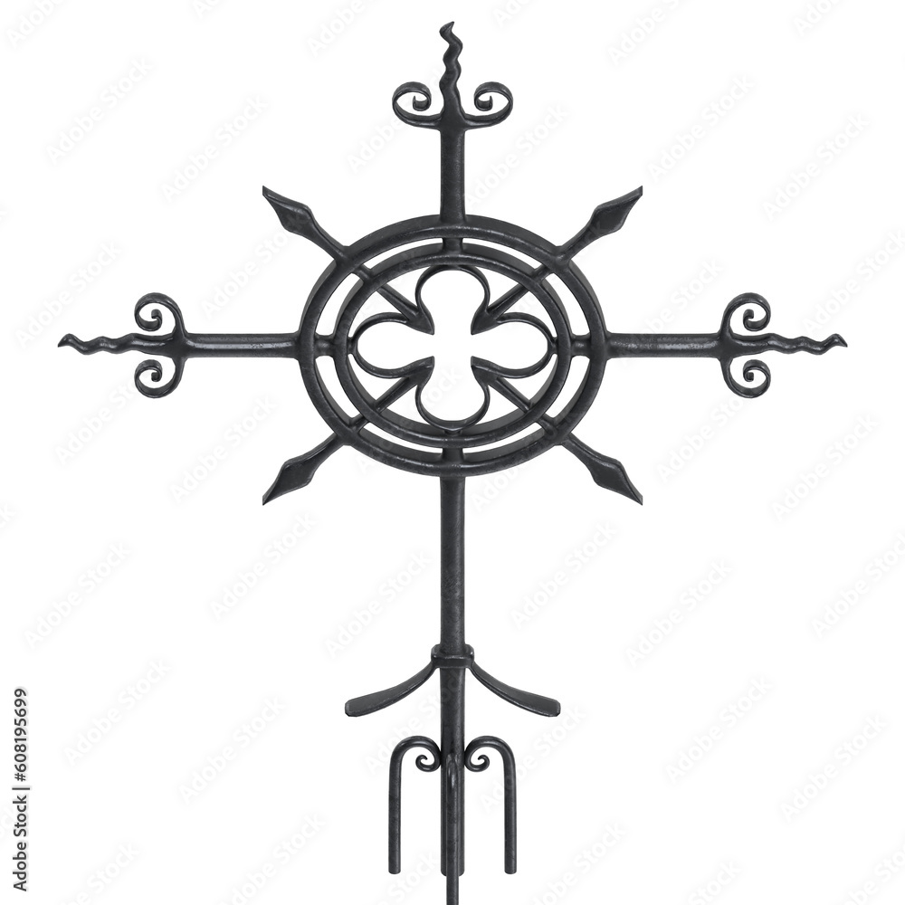 Obraz premium 3D rendering illustration of a cast iron Christian Cross