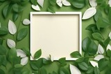 empty frame with green leaves mockup. green ivy frame. white background. Generative AI