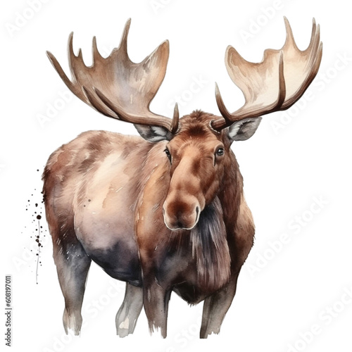 Gentle Brown Moose With Antlers, Generative AI © kiyut