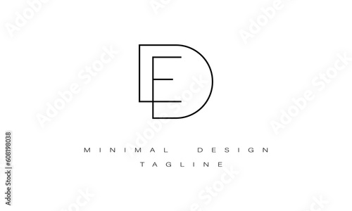 DE or ED Minimal Logo Design Vector Art Illustration 