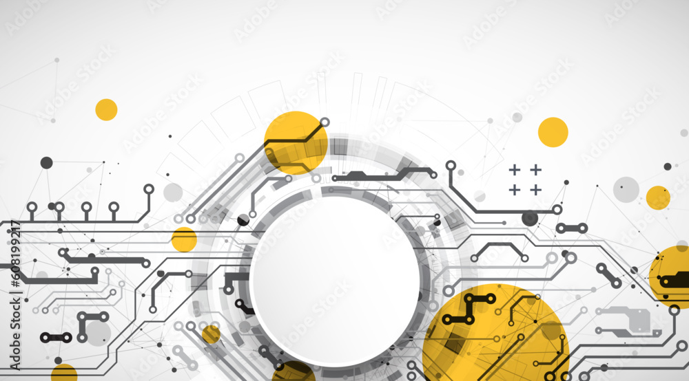 Fototapeta premium Abstract background. Scientific and technological concept with the use of technical elements formed in the shape of a circle.