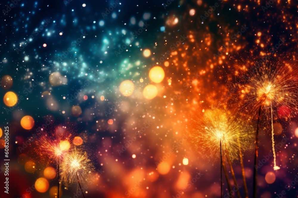 Fototapeta premium fireworks in the night sky. Generative AI