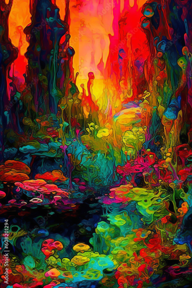 Fototapeta premium open and melt split psychadelic Generative AI