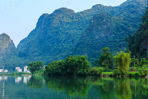 Karst mountain and river natural landscape in Guilin  Guangxi  China.