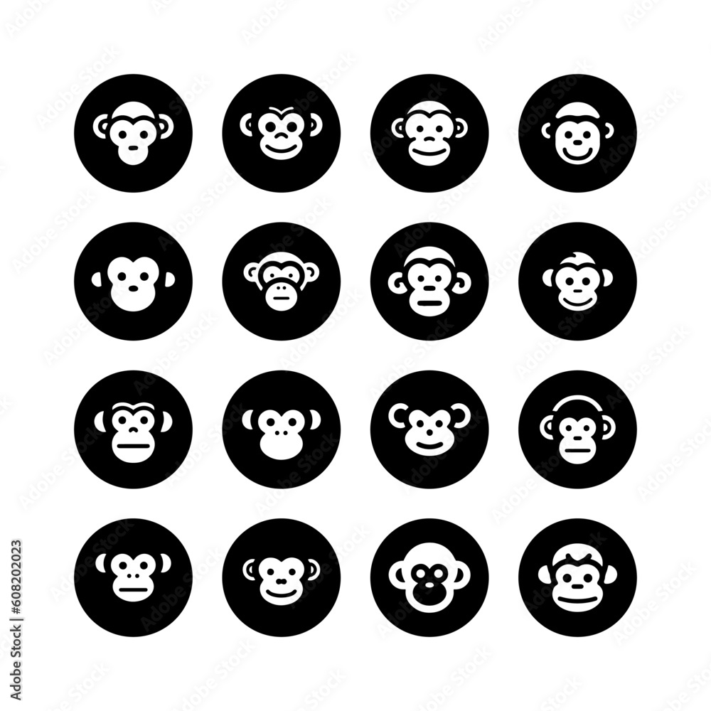 Cartoon monkey face glyph icon Cartoon monkey face glyph icon
