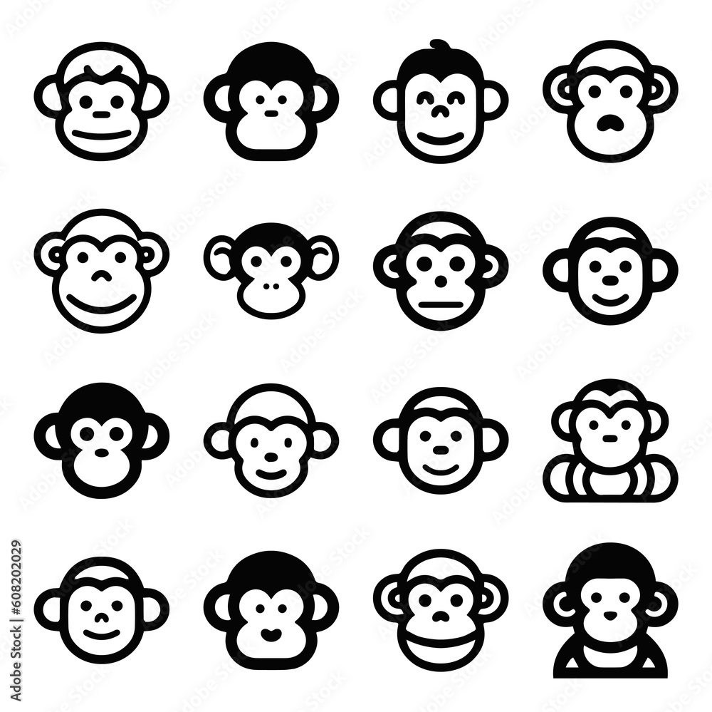 Cartoon monkey face line icon Cartoon monkey face line icon