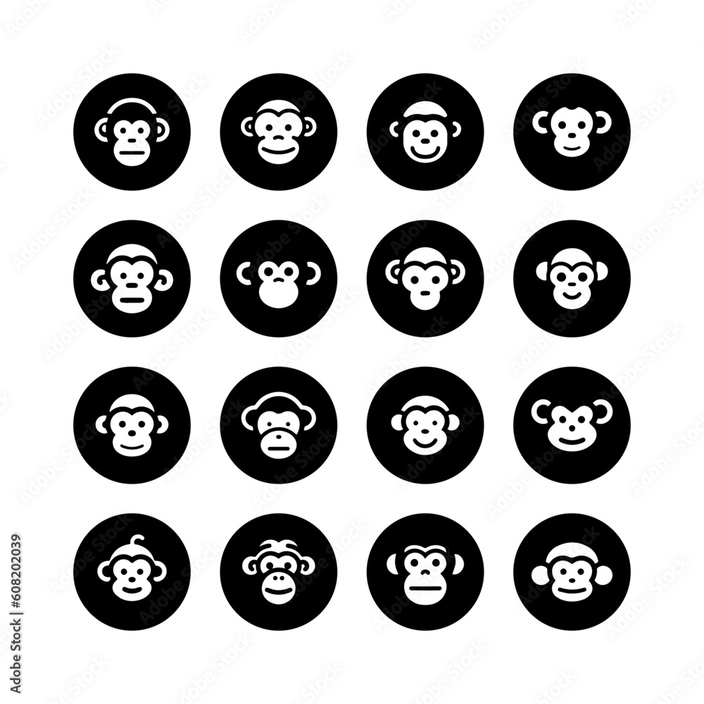 Cartoon monkey face glyph icon Cartoon monkey face glyph icon