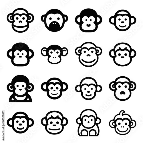 Cartoon monkey face line icon