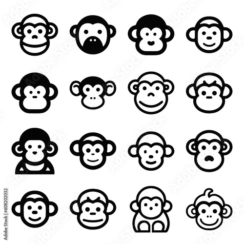 Cartoon monkey face line icon