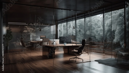 Photo Comfortable and refined office space in a modern building