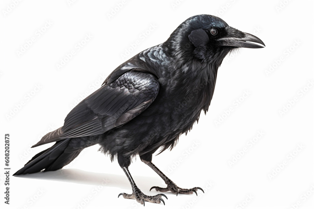Fototapeta premium カラス 白背景 AI生成画像 ジェネレーティブAI
