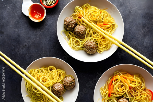 noodle and meatball generate with AI
