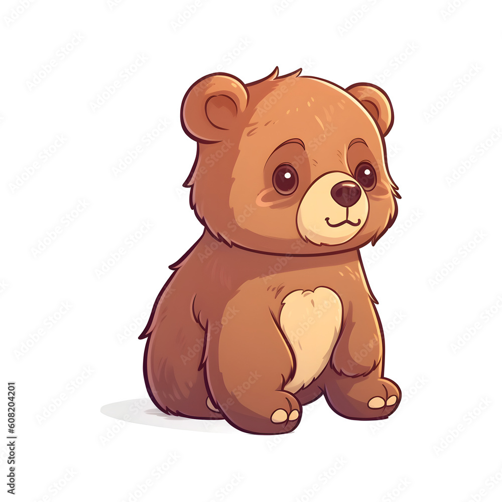Fototapeta premium Cuddly Bear: Adorable 2D Illustration