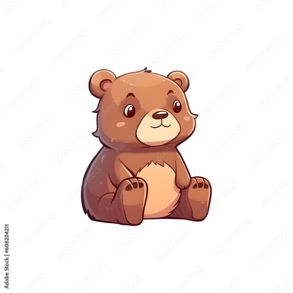 Cuddly Bear: Adorable 2D Illustration Cuddly Bear: Adorable 2D Illustration