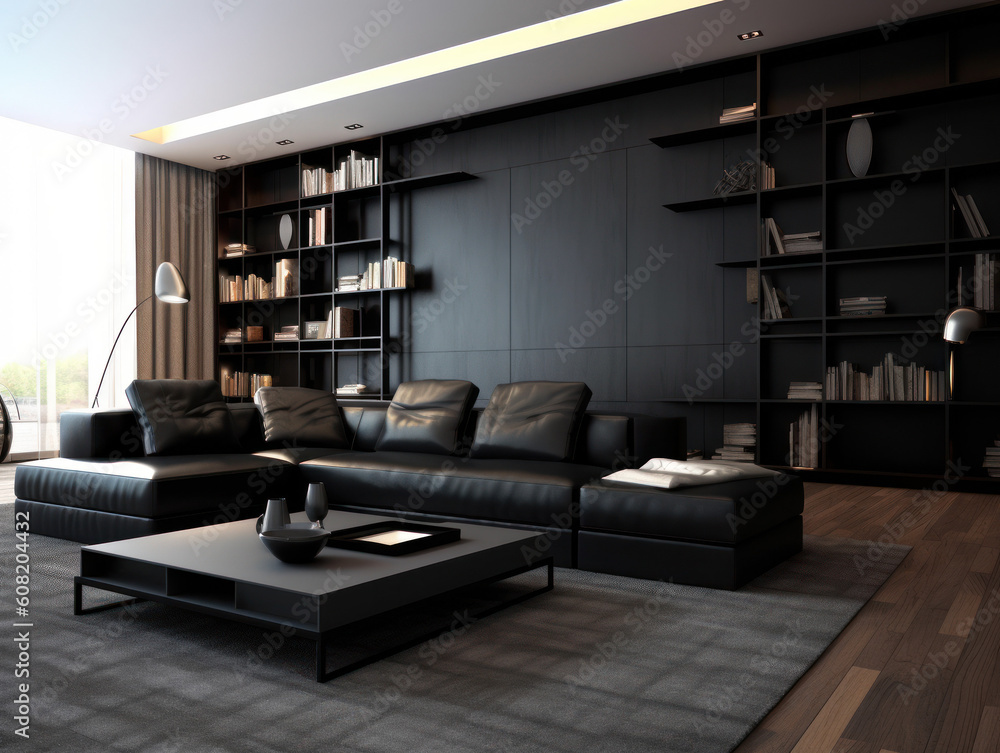 black style modern living room idea