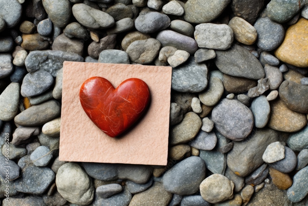 heart shaped stones on the beach. Generative AI heart shaped stones on the beach. Generative AI