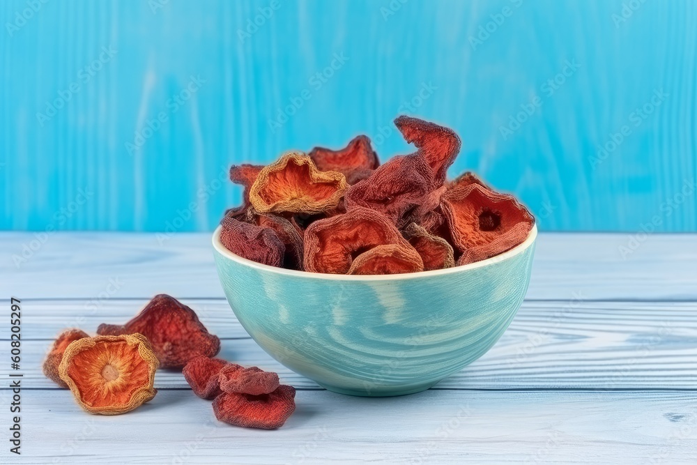 Bowl dried strawberries food diet. Generate Ai Bowl dried strawberries food diet. Generate Ai