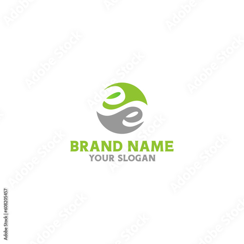 EE Circle Leaf Logo Vector