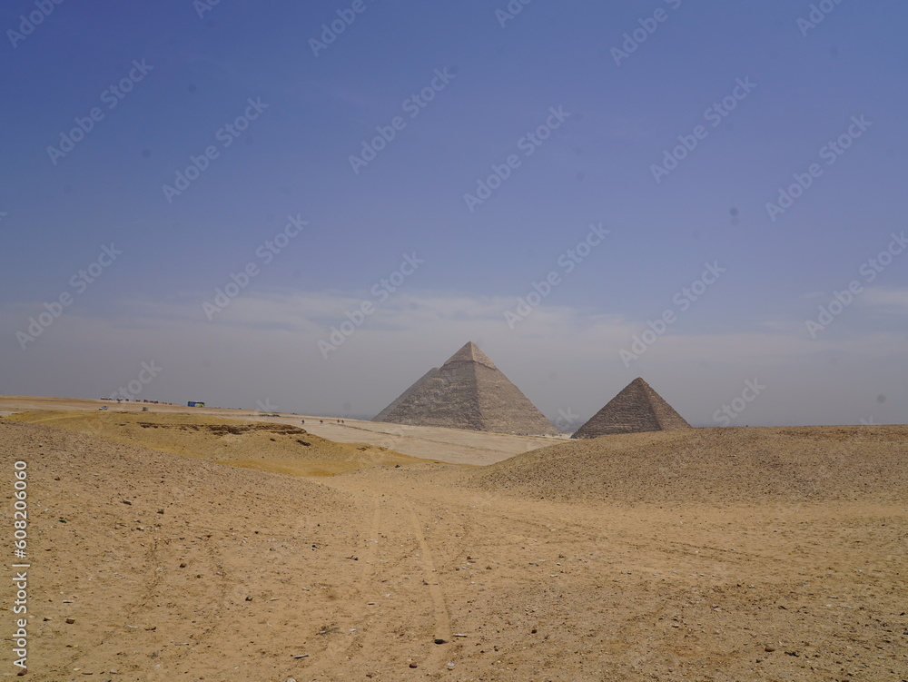 the old Egyptian insemt pyramids of Giza and temple of Phila