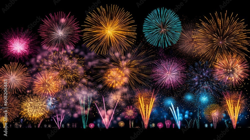 fireworks in the night sky. Generative AI