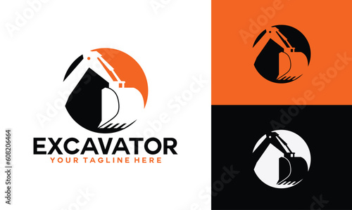 excavator heavy duty construction illustration logo vector. logo excavator contruction good for your brand
