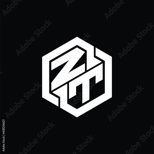 ZT Logo monogram gaming hexagon geometric shape design template photo