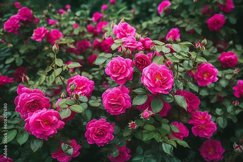 Obraz premium Enchanting Elegance: Delicate Roses Creating a Serene Background. AI Generated.