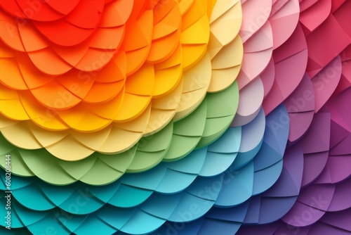 Vibrant paper art style shapes arranged in the form of a pride rainbow, representing inclusivity and diversity. background layers. Vector illustration. Generative Ai