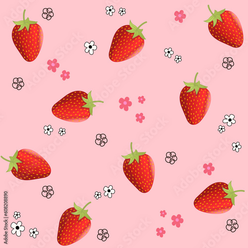 Fotografija seamless pattern background with tossed strawberries