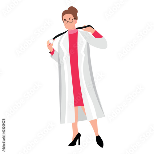 Female doctor on white background