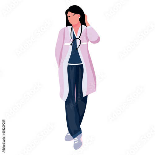 Female doctor on white background
