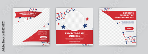 Social media post template design for united states independence day