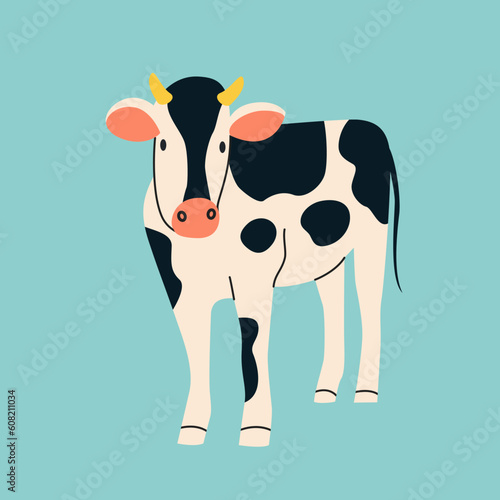 Spotted cow isolated. Vector flat style cartoon illustration