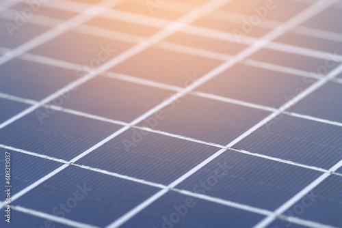 solar panel with sunlight is clean energy to reduce global warming