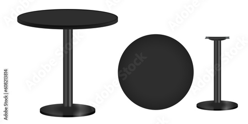 Round black laminate table top with round table height base vector image