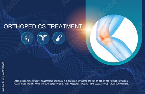 Technology for treatment of knee and joint bone injury. Abstract traumatology and orthopedics. Medical science in the hospital for body joints.