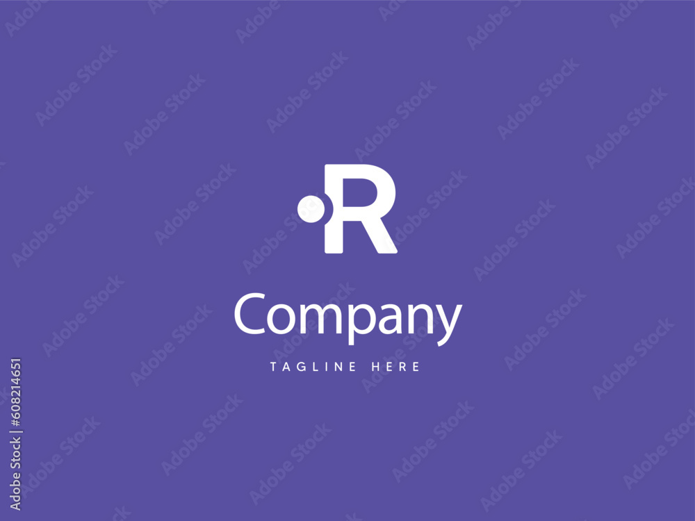 Capital R letter logo design with Purplish Blue background, R type logo with dot, creative letter R logo design template Capital R letter logo design with Purplish Blue background, R type logo with dot, creative letter R logo design template