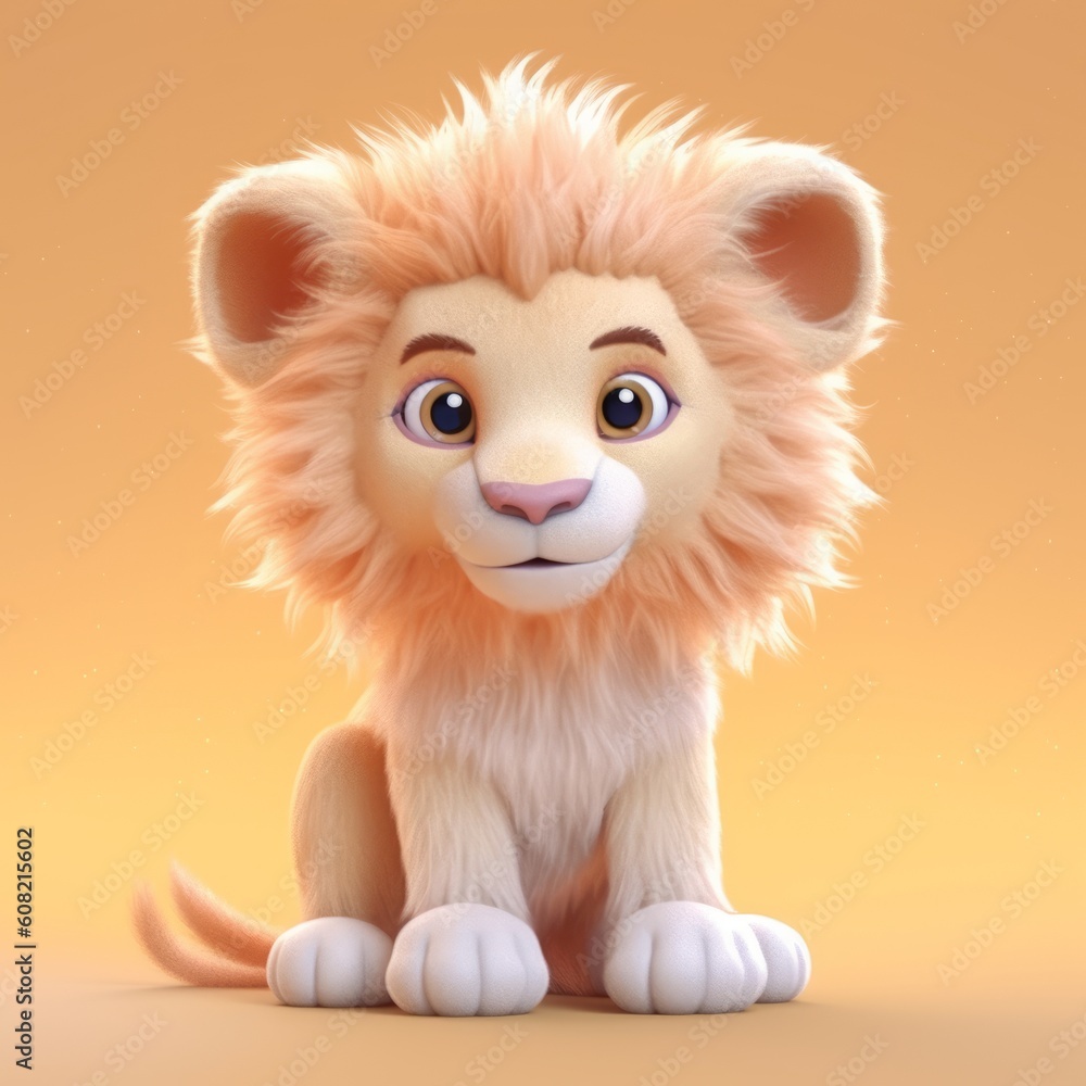 Lion, cute furry animal. Beautiful illustration picture. Generative AI Lion, cute furry animal. Beautiful illustration picture. Generative AI