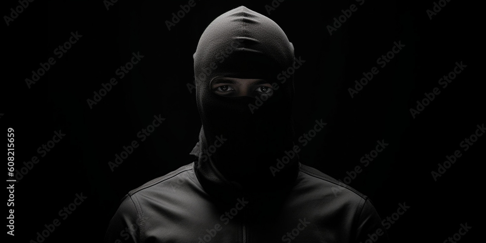 Verbrecher Mann im Schatten mit Kaputze anonym, ai generativ