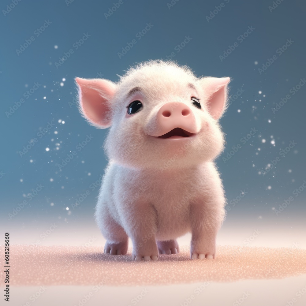 Fototapeta premium Pig, cute furry animal. Beautiful illustration picture. Generative AI