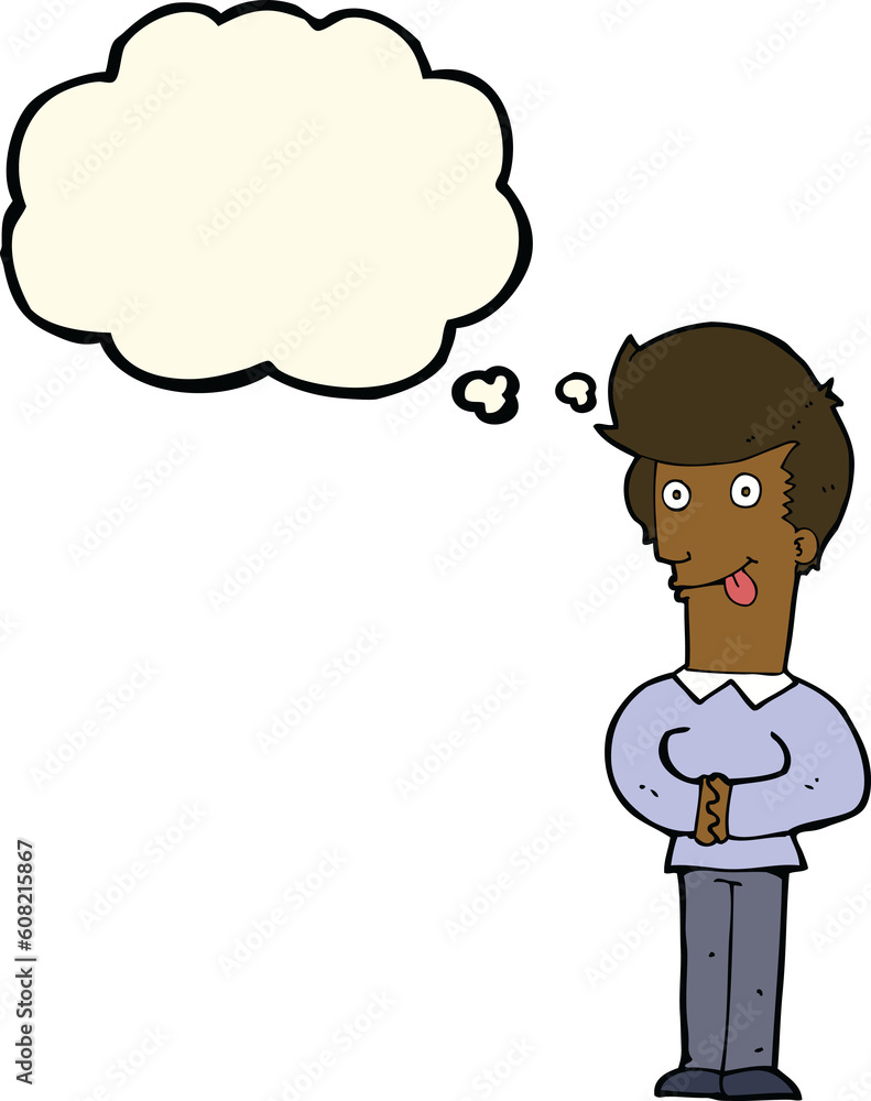 cartoon man sticking out tongue with thought bubble cartoon man sticking out tongue with thought bubble