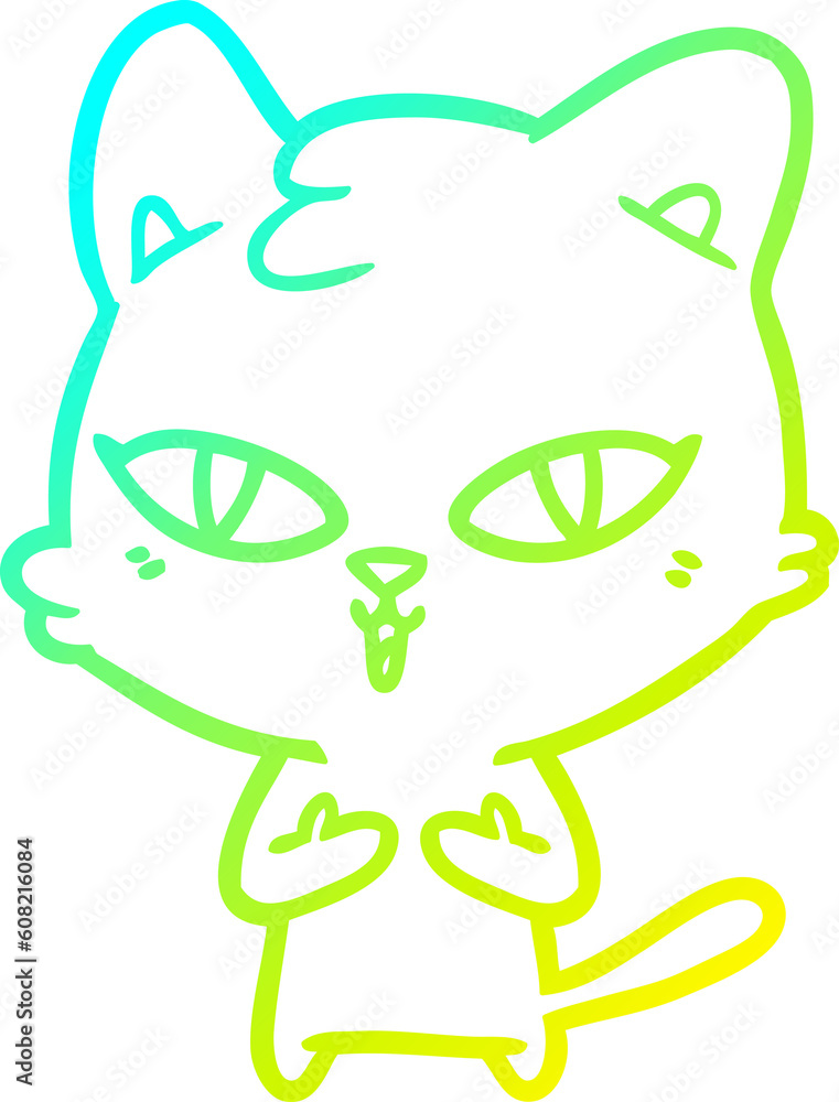 cold gradient line drawing of a cartoon cat cold gradient line drawing of a cartoon cat