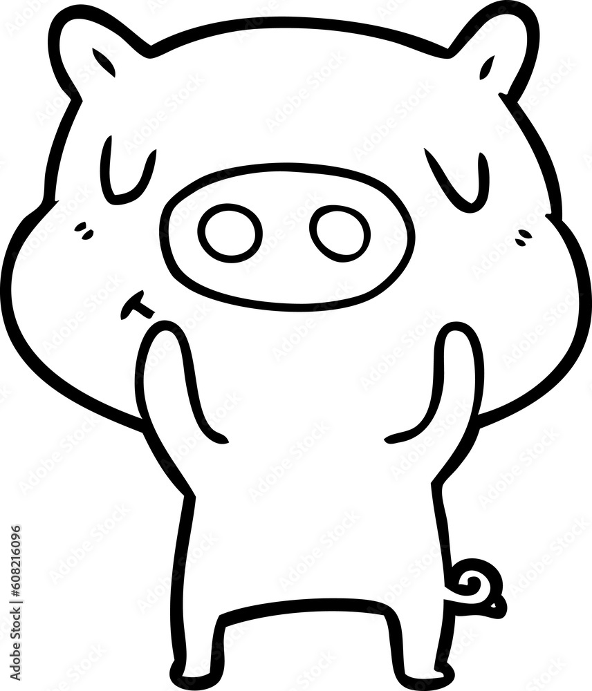Obraz premium cartoon content pig